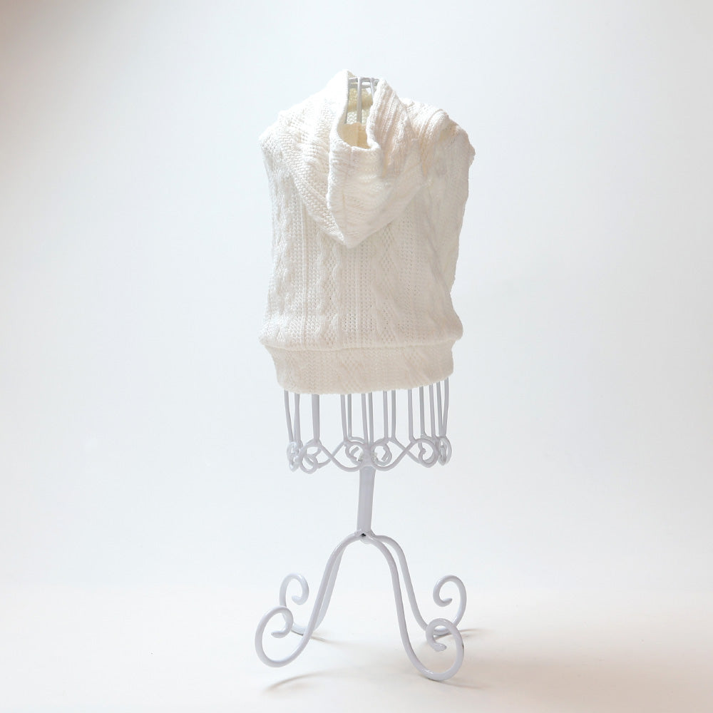 KnitHoodVest/ホワイト・ベージュ