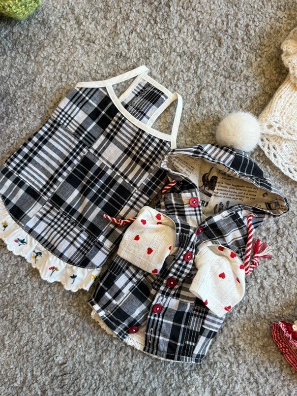 白黒チェックパーカー