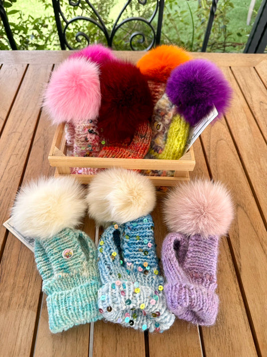 シングルぽんぽんニット帽